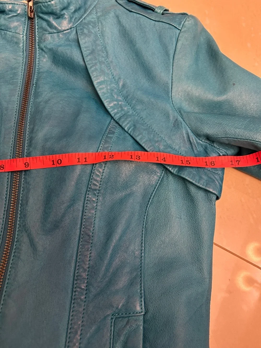 🩵Danier Leather Moto Jacket 2XS in Teal colour - Picture 9 of 12